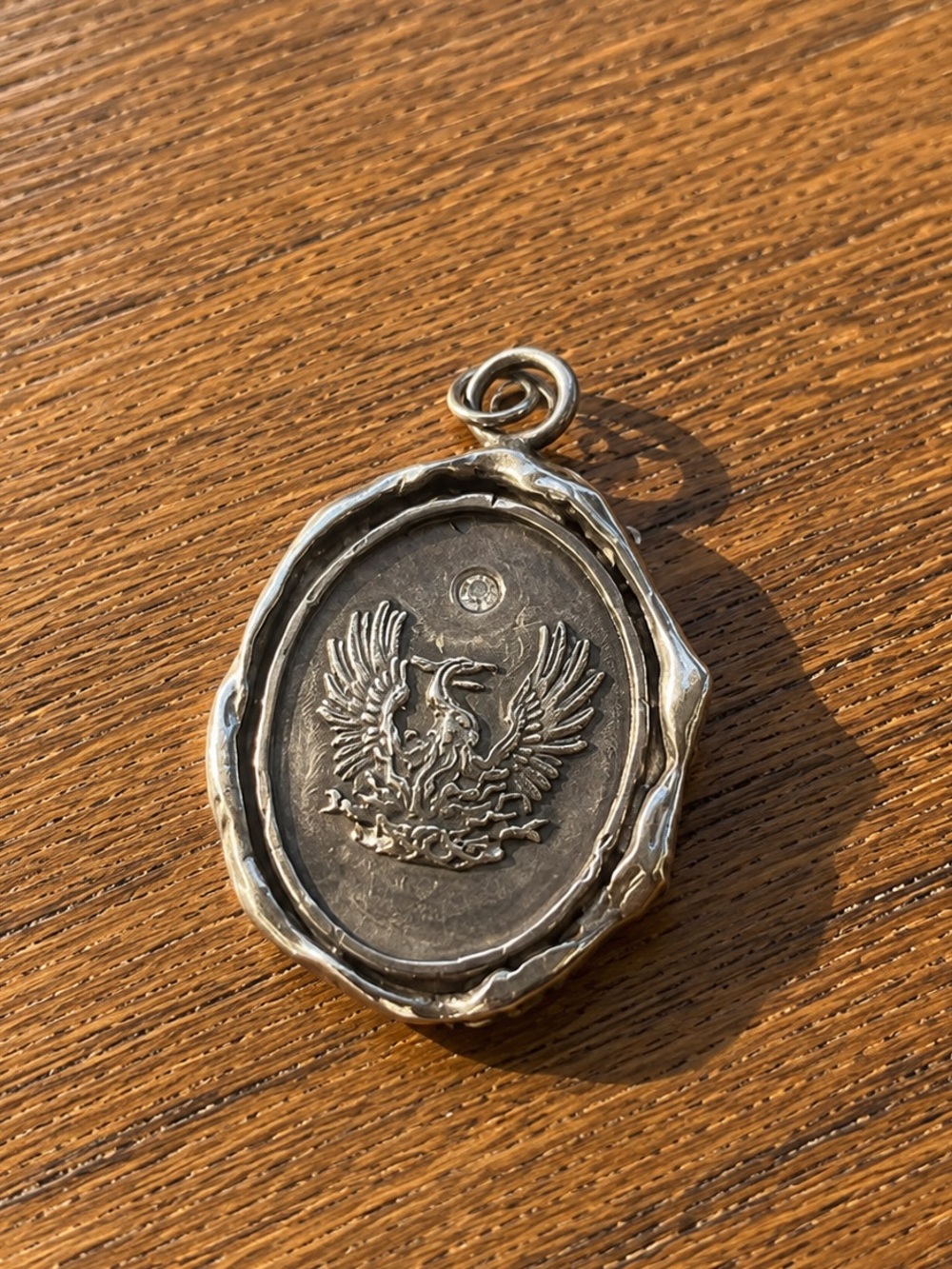 Pyrrha Silver Phoenix Fire Within diamond Pendant